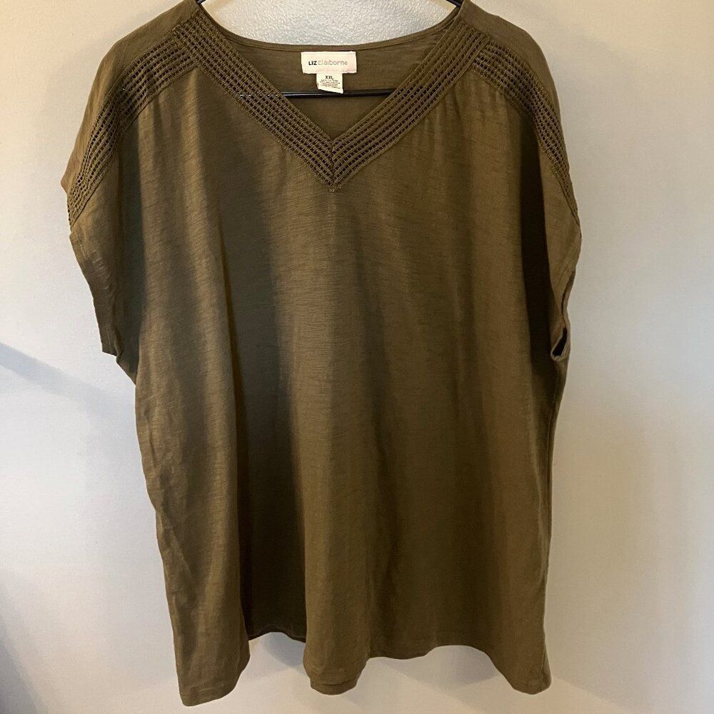 Liz Claiborne Womens Plus XXL Dark Green Sleeveless Tunic
